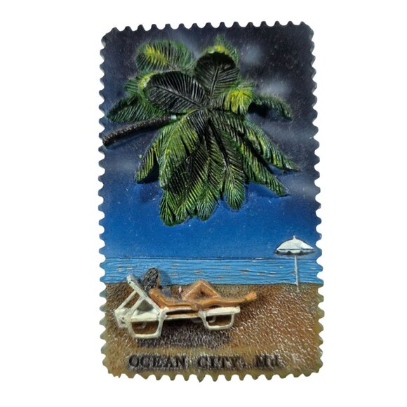 Ocean City MD Beach Scene 3D Souvenir Fridge Magnet vacation keepsake shore - Picture 1 of 6